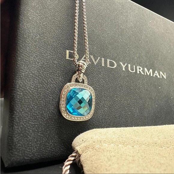 David Yurman Jewelry - David Yurman Petite Albion Swiss Blue Topaz Pendant Necklace 18"